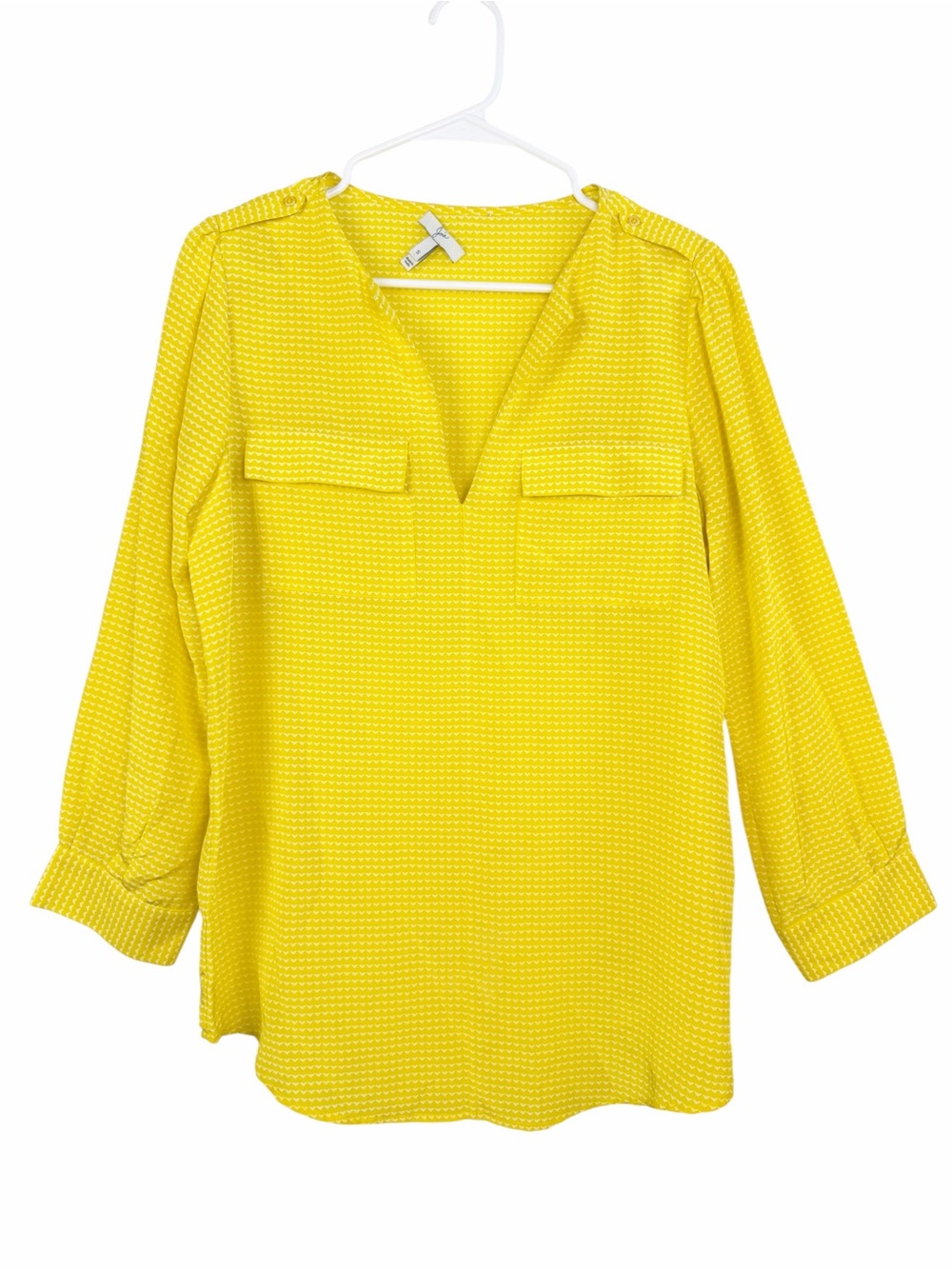 Joie Silk Printed Popover Blouse in Yellow Size Small